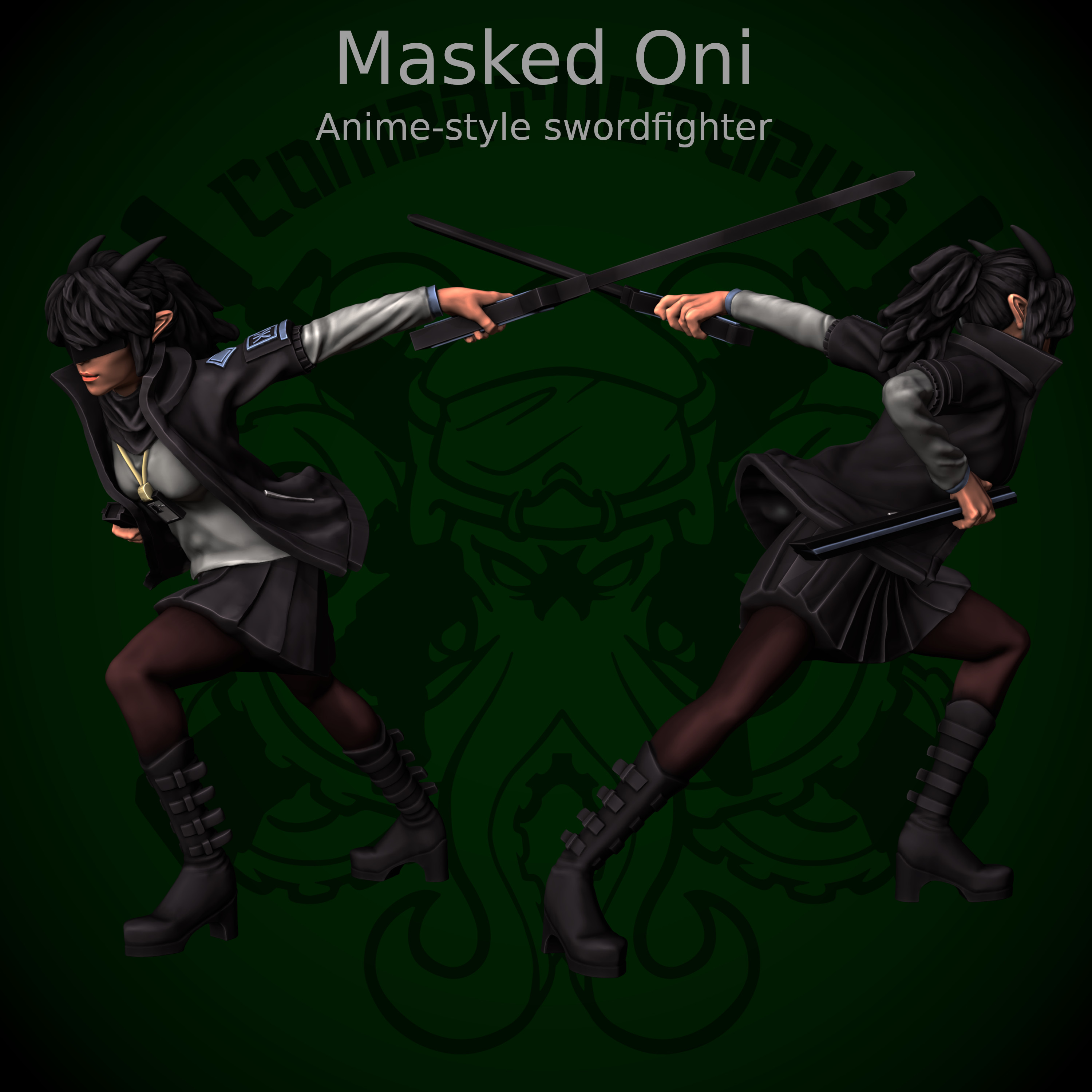 Masked Oni - anime swordfighter